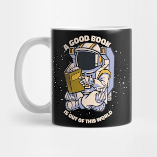 Astronaut Reading Book in Space Design Mug